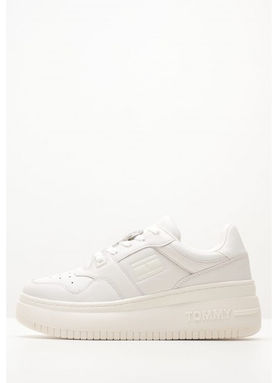 Γυναικεία Παπούτσια Casual Charm.Flatform Άσπρο Δέρμα Tommy Hilfiger