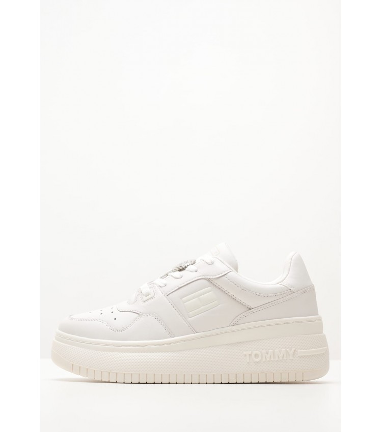 Γυναικεία Παπούτσια Casual Charm.Flatform Άσπρο Δέρμα Tommy Hilfiger