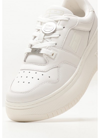 Γυναικεία Παπούτσια Casual Charm.Flatform Άσπρο Δέρμα Tommy Hilfiger