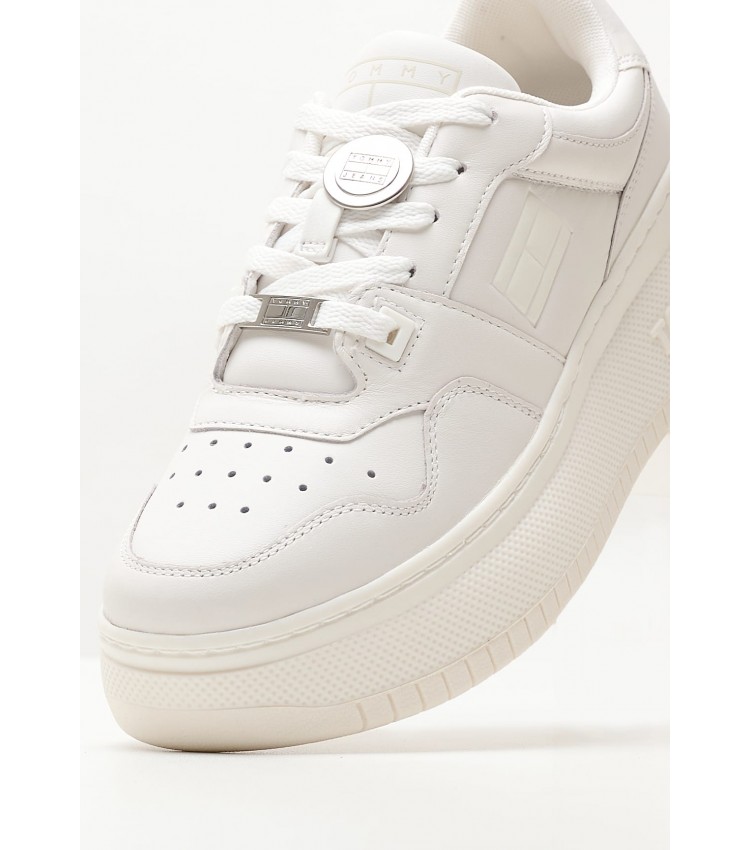 Γυναικεία Παπούτσια Casual Charm.Flatform Άσπρο Δέρμα Tommy Hilfiger