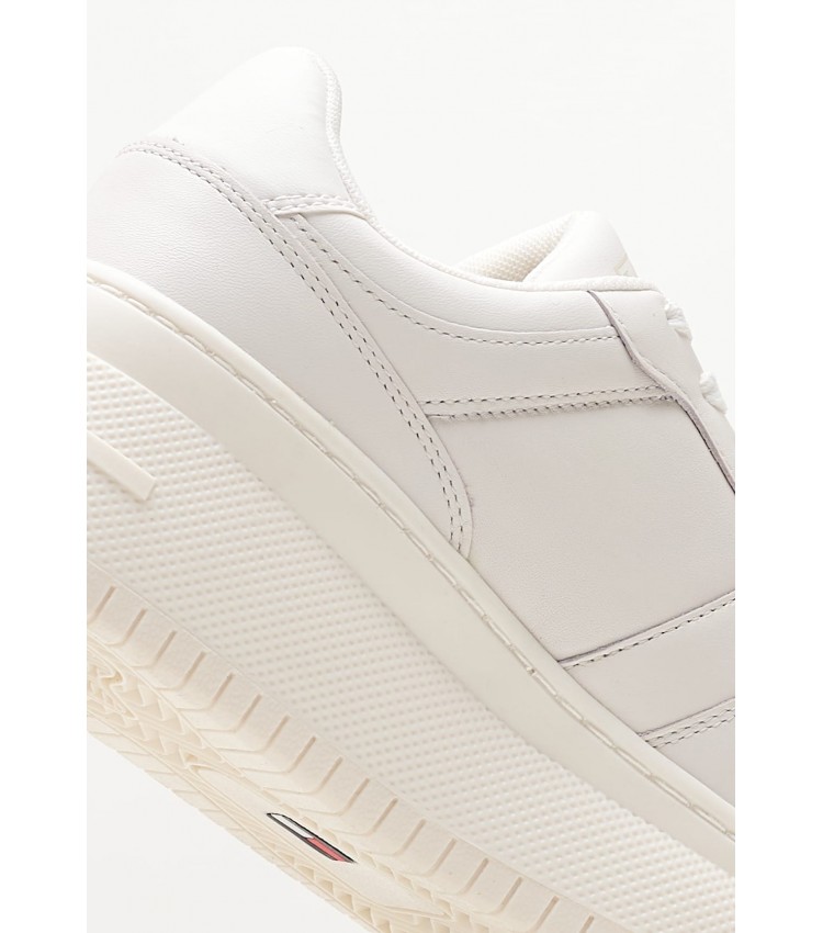 Γυναικεία Παπούτσια Casual Charm.Flatform Άσπρο Δέρμα Tommy Hilfiger