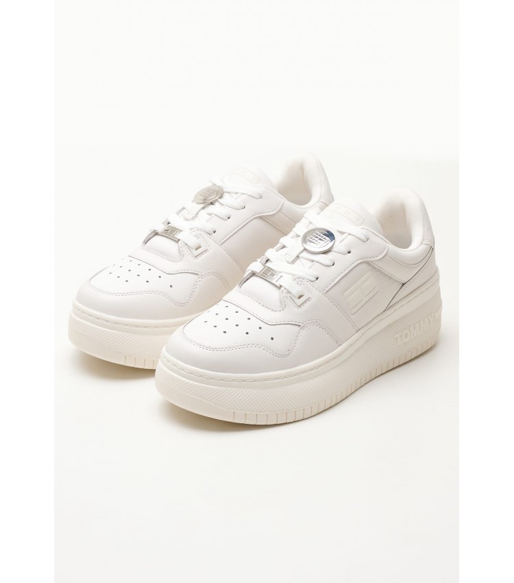 Γυναικεία Παπούτσια Casual Charm.Flatform Άσπρο Δέρμα Tommy Hilfiger
