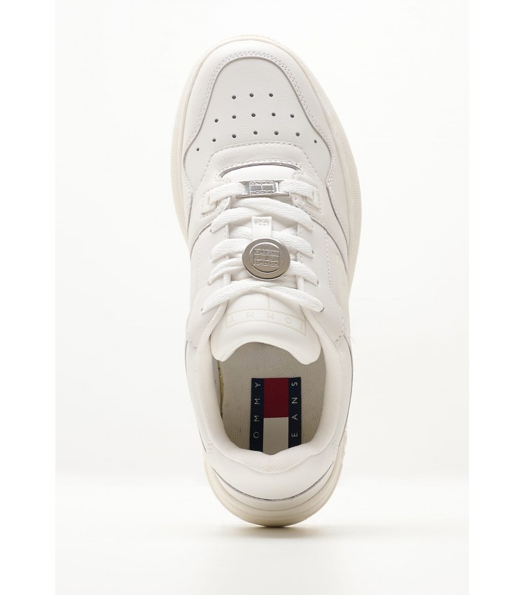 Γυναικεία Παπούτσια Casual Charm.Flatform Άσπρο Δέρμα Tommy Hilfiger