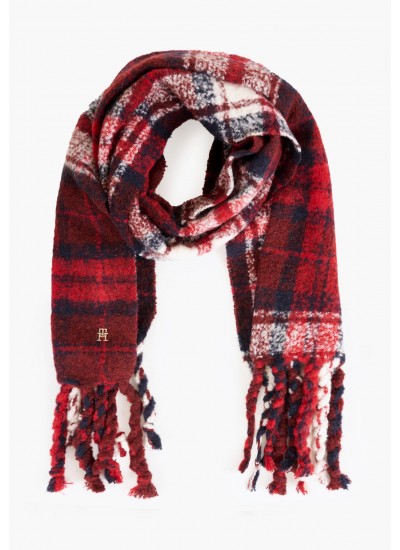 Women Scarves Check.Scarf Red Tommy Hilfiger