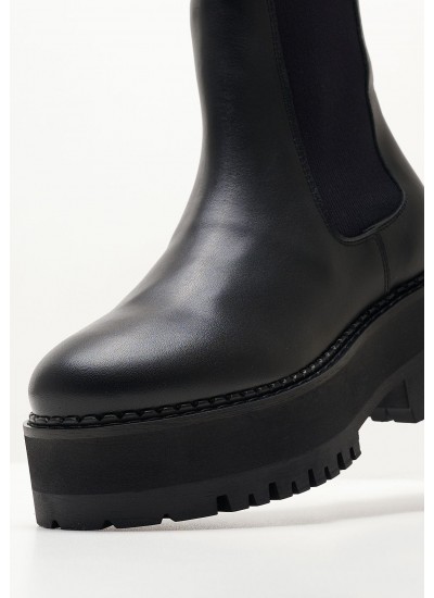 Women Boots Chelsea.Sock Black Leather Tommy Hilfiger