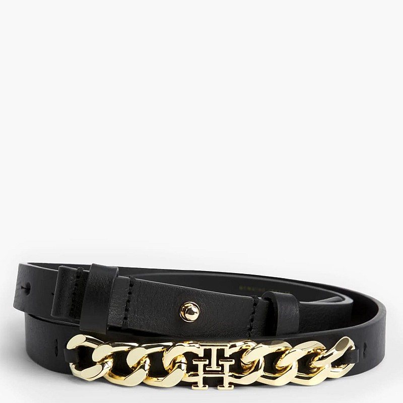 Women Belts Chic.Waist Black Leather Tommy Hilfiger
