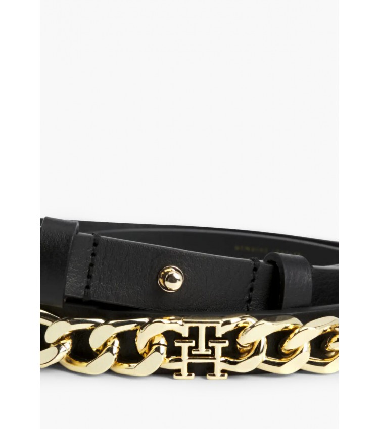 Women Belts Chic.Waist Black Leather Tommy Hilfiger