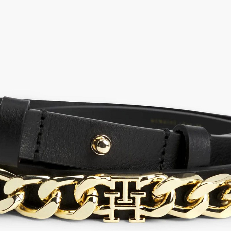 Women Belts Chic.Waist Black Leather Tommy Hilfiger
