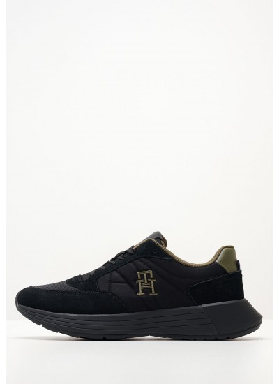 Ανδρικά Παπούτσια Casual Retro.Basket Μαύρο Δέρμα Tommy Hilfiger