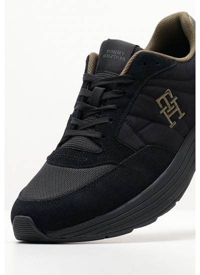 Ανδρικά Παπούτσια Casual Retro.Basket Μαύρο Δέρμα Tommy Hilfiger