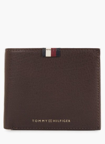 Ανδρικά Πορτοφόλια Th.Premium.Leather Καφέ Δέρμα Tommy Hilfiger