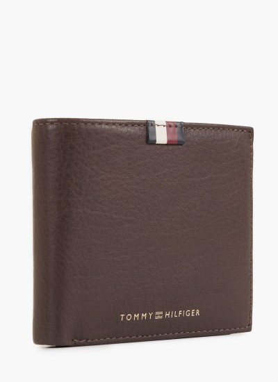 Ανδρικά Πορτοφόλια Th.Premium.Leather Καφέ Δέρμα Tommy Hilfiger