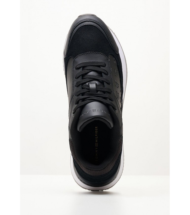 Women Casual Shoes Elevated.Embossed Black Leather Tommy Hilfiger