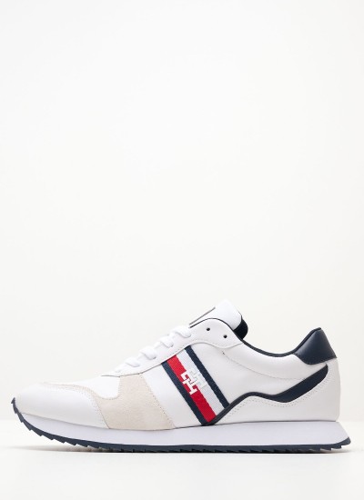 Ανδρικά Παπούτσια Casual Elevated.Cup Άσπρο Δέρμα Tommy Hilfiger