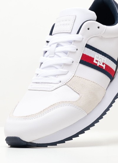 Ανδρικά Παπούτσια Casual Elevated.Cup Άσπρο Δέρμα Tommy Hilfiger