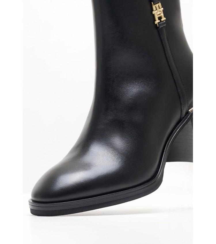 Women Boots Fem.Minibootie Black Leather Tommy Hilfiger