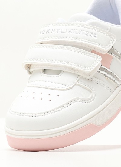 Παιδικά Παπούτσια Casual Sneaker.Girl Άσπρο Ύφασμα Tommy Hilfiger