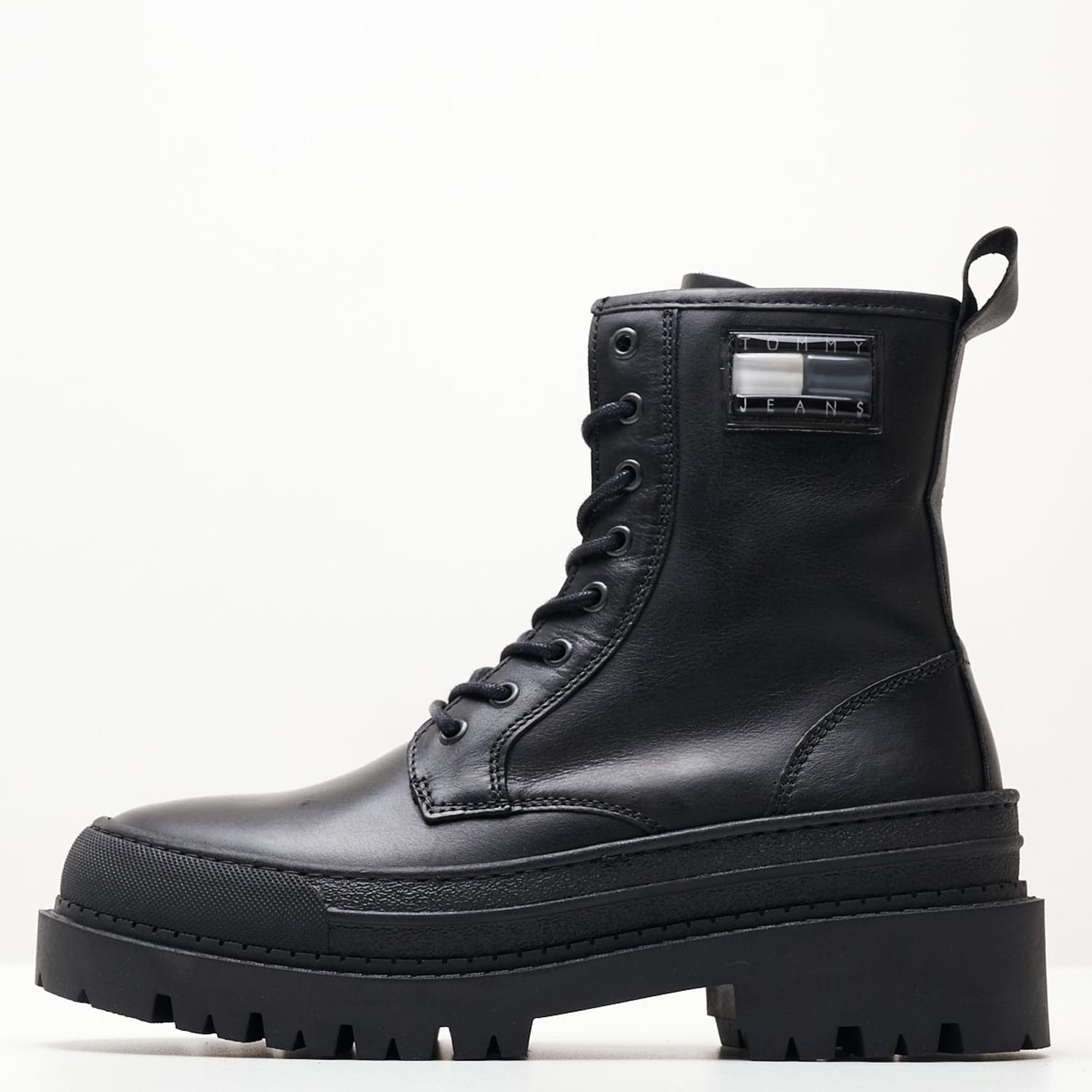 Γυναικεία Μποτάκια Foxing.Leatherboot Μαύρο Δέρμα Tommy Hilfiger