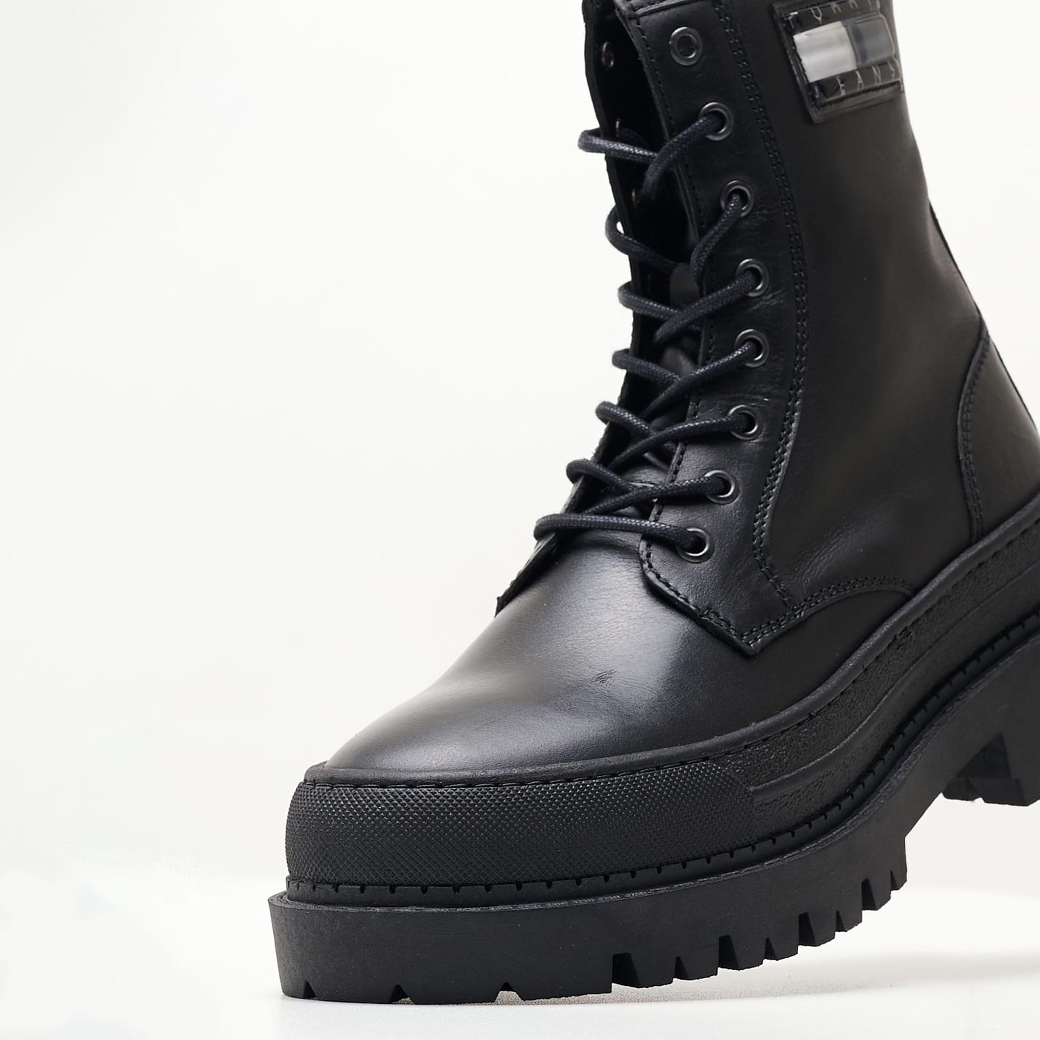 Γυναικεία Μποτάκια Foxing.Leatherboot Μαύρο Δέρμα Tommy Hilfiger