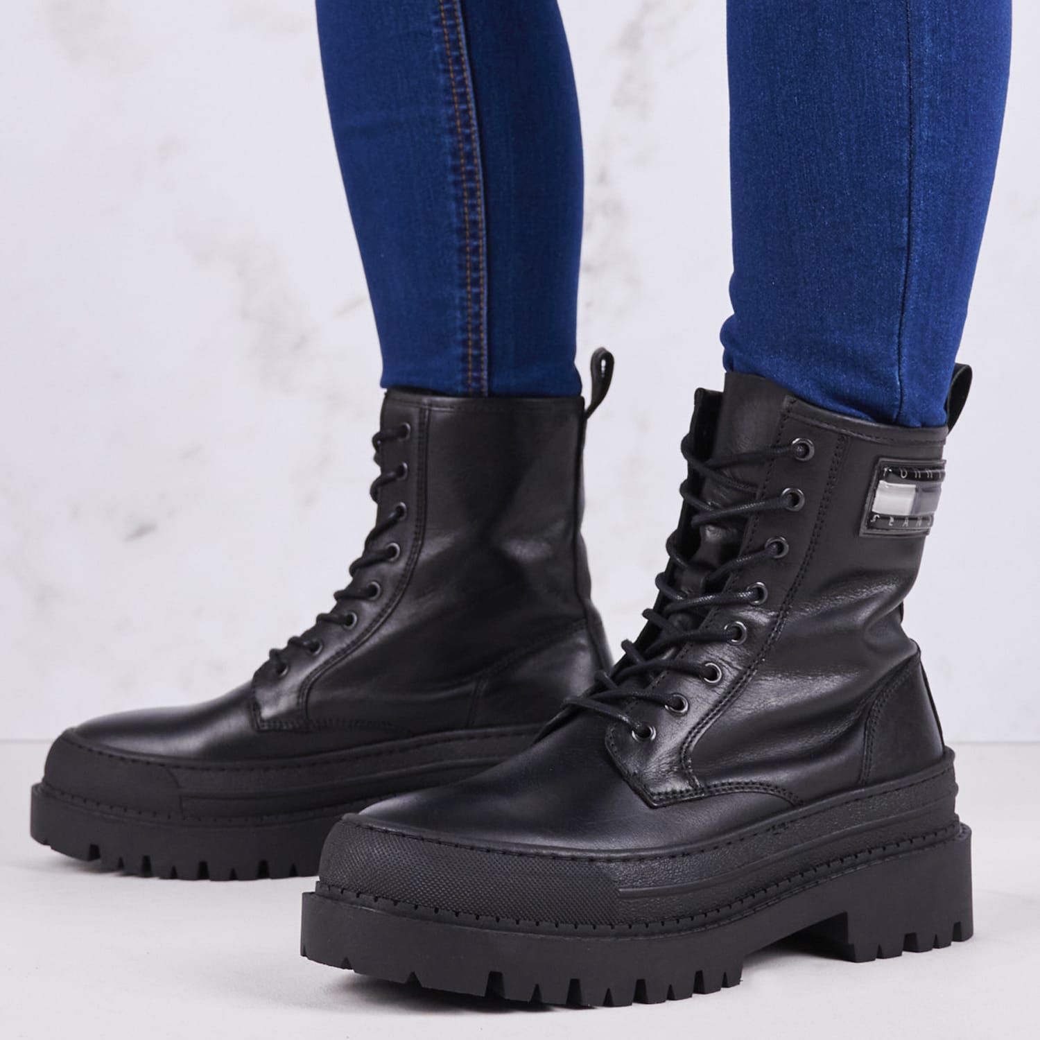 Γυναικεία Μποτάκια Foxing.Leatherboot Μαύρο Δέρμα Tommy Hilfiger Γυναικεία Μποτάκια Foxing.Leatherboot Μαύρο Δέρμα Tommy Hilfiger