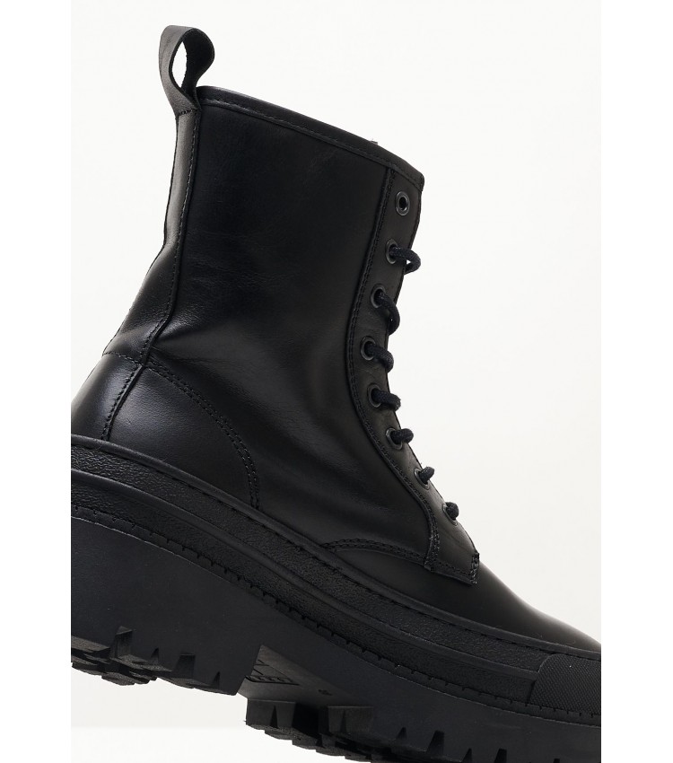 Γυναικεία Μποτάκια Foxing.Leatherboot Μαύρο Δέρμα Tommy Hilfiger