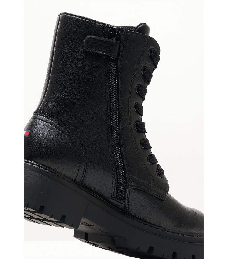 Kids Boots Laceup.Bootie24 Black ECOleather Tommy Hilfiger