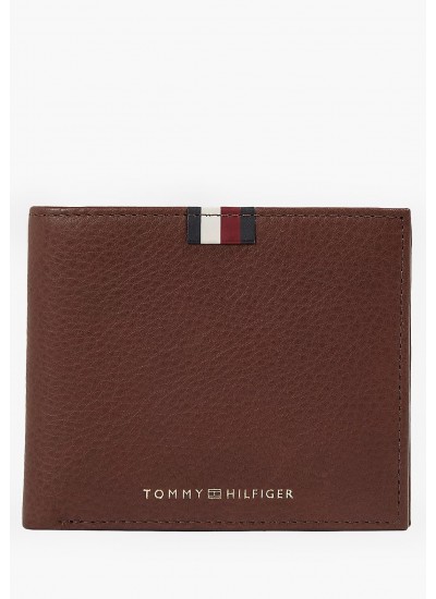 Men Wallets Lea.Prem Brown Leather Tommy Hilfiger