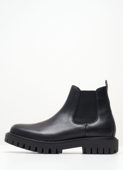 Men Boots Premium.Chels Black Leather Tommy Hilfiger