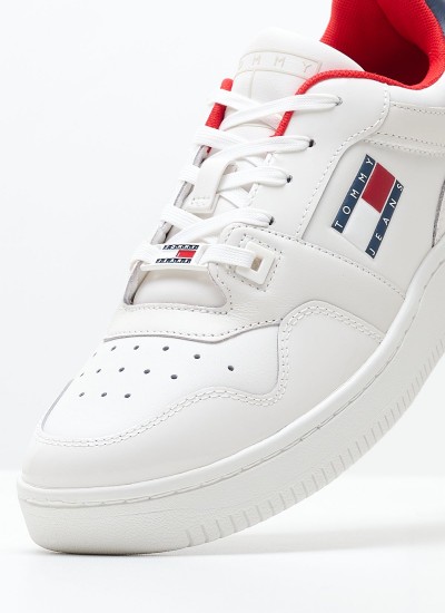 Γυναικεία Παπούτσια Casual Th.Crest Εκρού Δέρμα Tommy Hilfiger