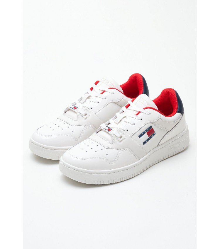 Women Casual Shoes Retro.B.Glossy White Leather Tommy Hilfiger