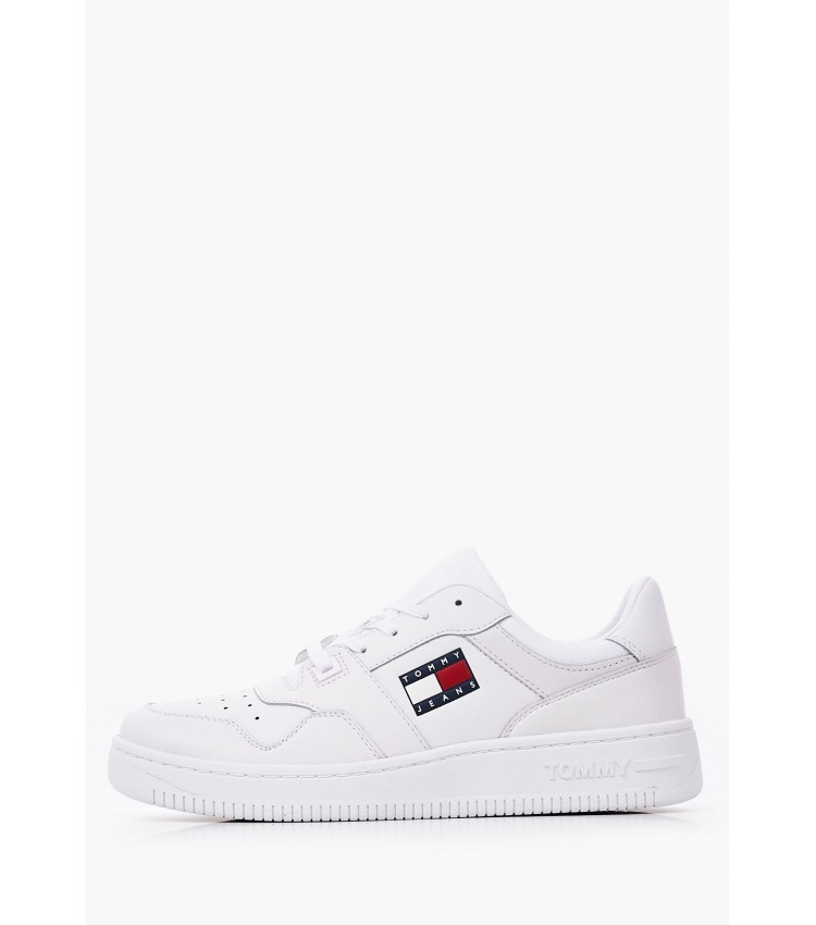 Γυναικεία Παπούτσια Casual Retro.Basket.Wmn Άσπρο Δέρμα Tommy Hilfiger