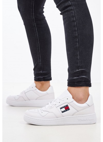 Γυναικεία Παπούτσια Casual Retro.Basket.Wmn Άσπρο Δέρμα Tommy Hilfiger