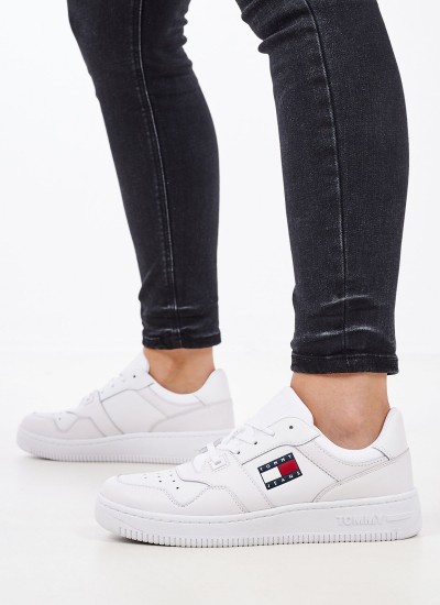 Γυναικεία Παπούτσια Casual Retro.Basket.Wmn Άσπρο Δέρμα Tommy Hilfiger