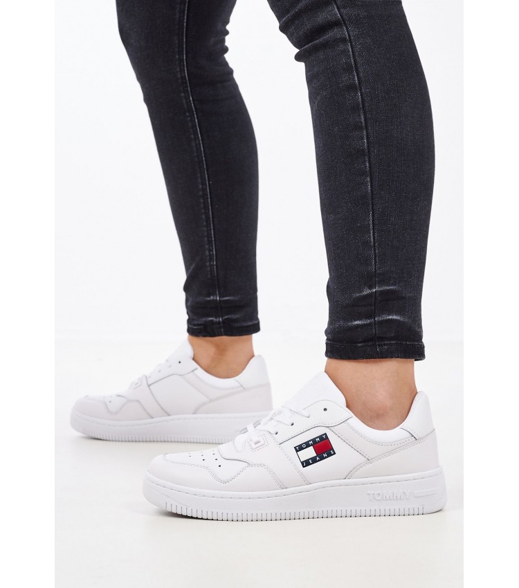 Γυναικεία Παπούτσια Casual Retro.Basket.Wmn Άσπρο Δέρμα Tommy Hilfiger