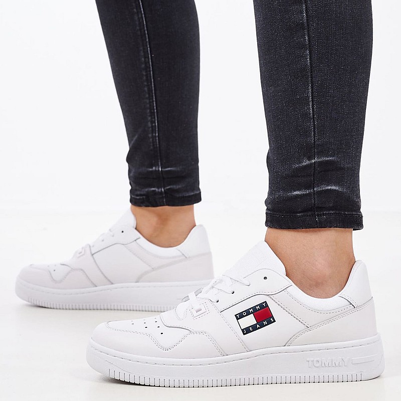 Γυναικεία Παπούτσια Casual Retro.Basket.Wmn Άσπρο Δέρμα Tommy Hilfiger