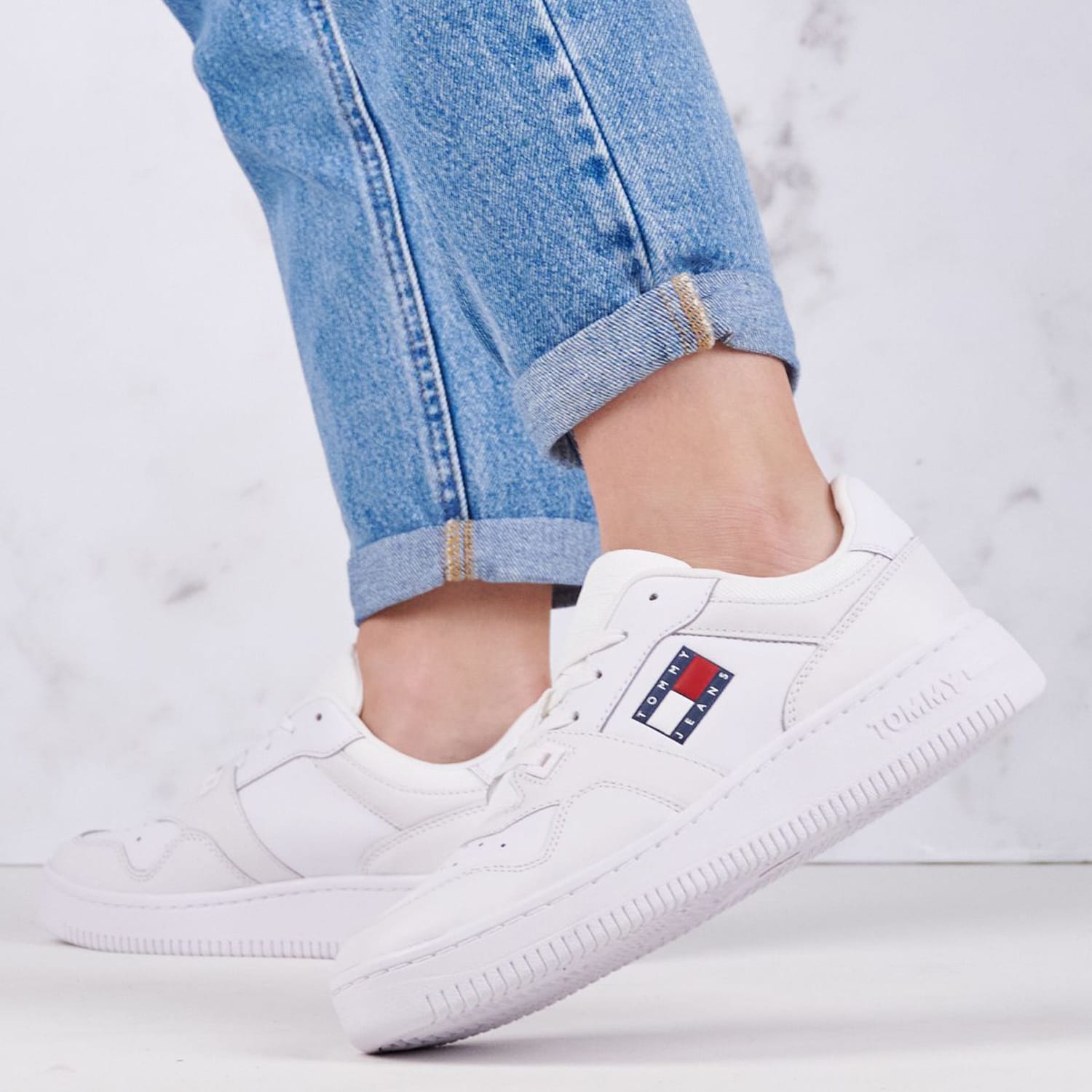 Γυναικεία Παπούτσια Casual Retro.Basket.Wmn Άσπρο Δέρμα Tommy Hilfiger Γυναικεία Παπούτσια Casual Retro.Basket.Wmn Άσπρο Δέρμα Tommy Hilfiger