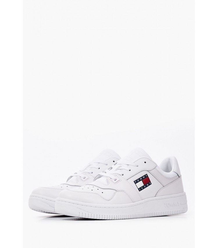 Γυναικεία Παπούτσια Casual Retro.Basket.Wmn Άσπρο Δέρμα Tommy Hilfiger