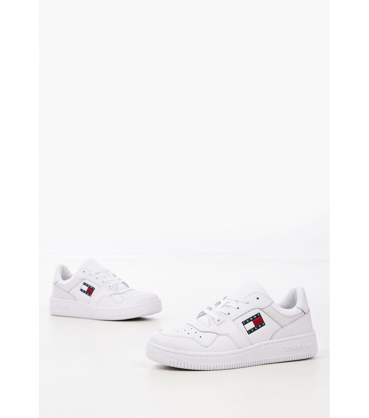 Γυναικεία Παπούτσια Casual Retro.Basket.Wmn Άσπρο Δέρμα Tommy Hilfiger