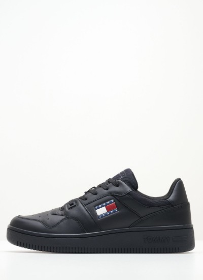 Men Casual Shoes Retro.Basket Black Leather Tommy Hilfiger