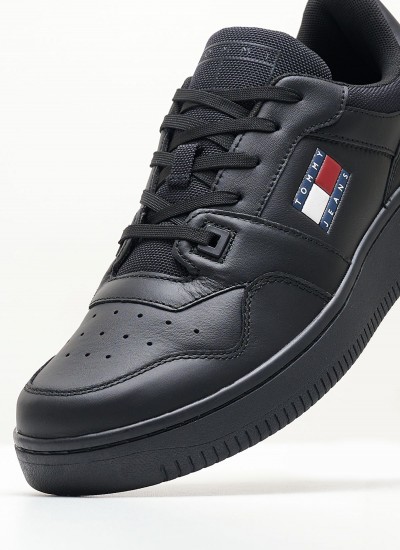 Men Casual Shoes Retro.Basket Black Leather Tommy Hilfiger