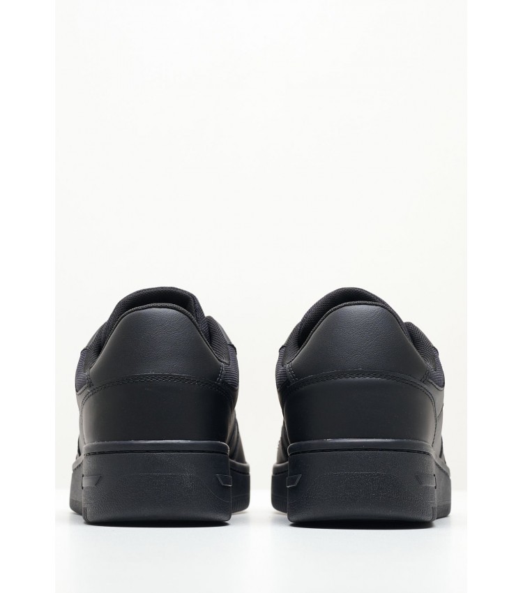 Ανδρικά Παπούτσια Casual Retro.Basket Μαύρο Δέρμα Tommy Hilfiger