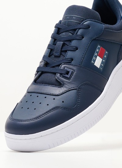 Men Casual Shoes Retro.Basket Blue Leather Tommy Hilfiger