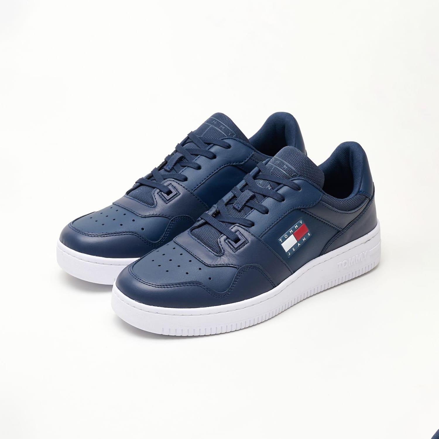 Men Casual Shoes Retro.Basket Blue Leather Tommy Hilfiger Men Casual Shoes Retro.Basket Blue Leather Tommy Hilfiger
