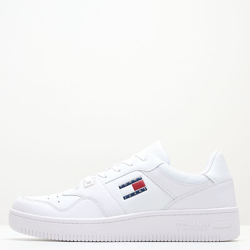 Men Casual Shoes Retro.Basket White Leather Tommy Hilfiger