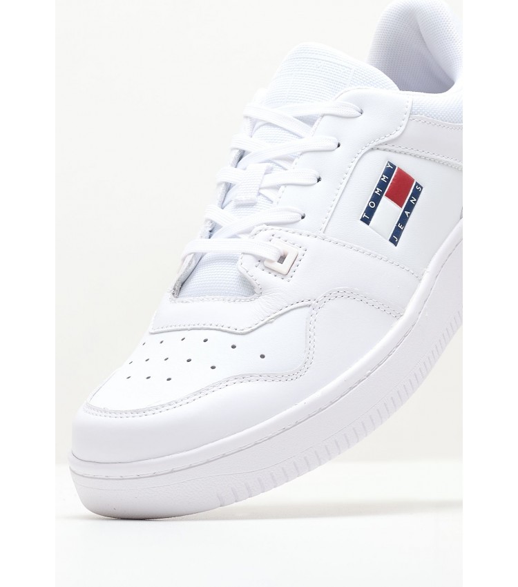 Men Casual Shoes Retro.Basket White Leather Tommy Hilfiger