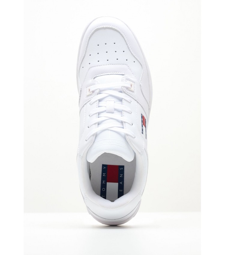 Men Casual Shoes Retro.Basket White Leather Tommy Hilfiger
