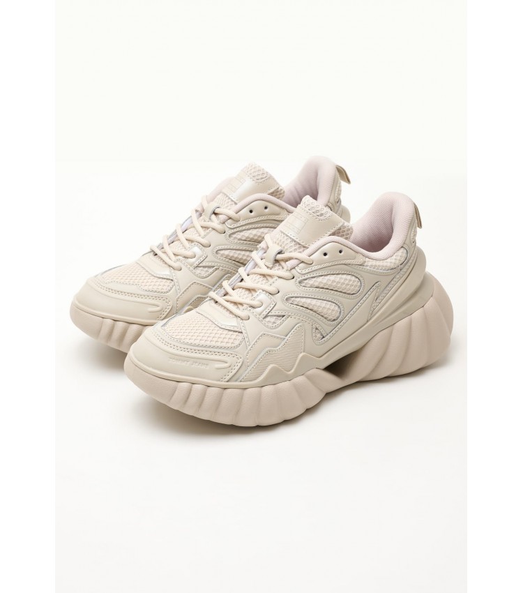 Women Casual Shoes Runner.Cloud Beige Fabric Tommy Hilfiger