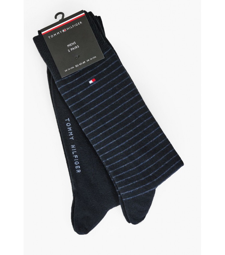 Men Socks Striped.Socks Blue Cotton Tommy Hilfiger