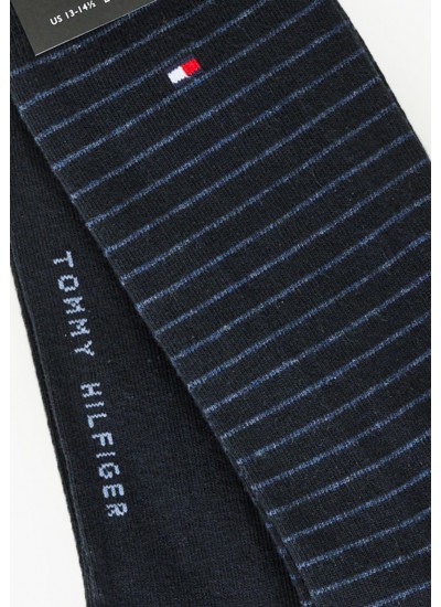 Men Socks Striped.Socks Blue Cotton Tommy Hilfiger