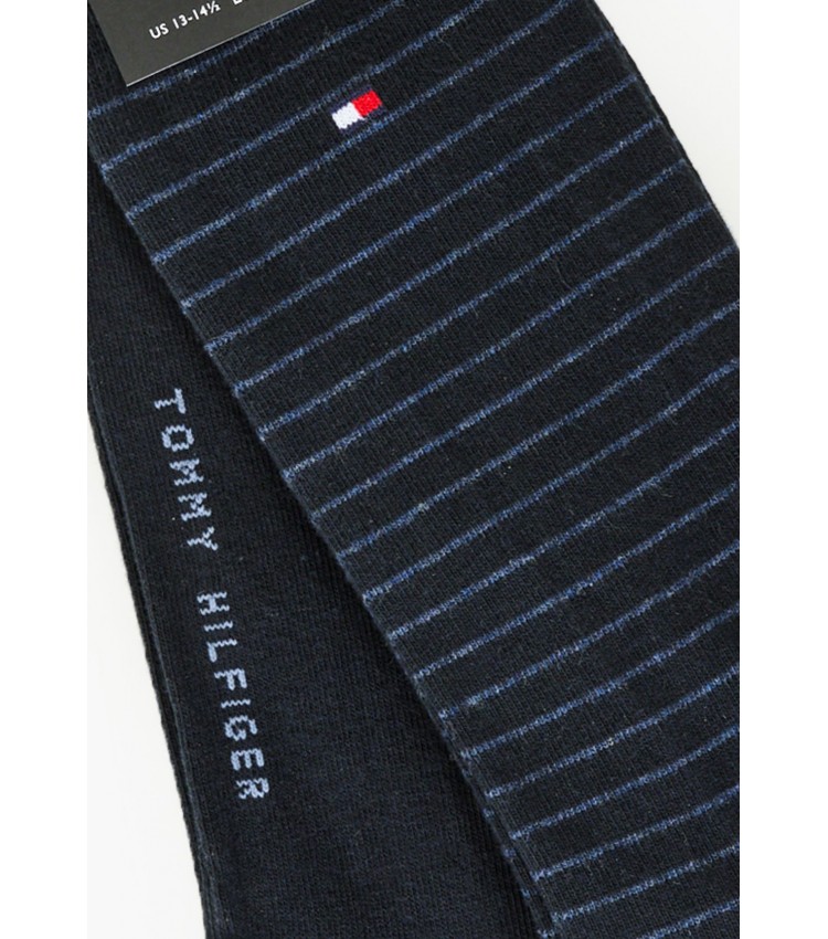 Men Socks Striped.Socks Blue Cotton Tommy Hilfiger